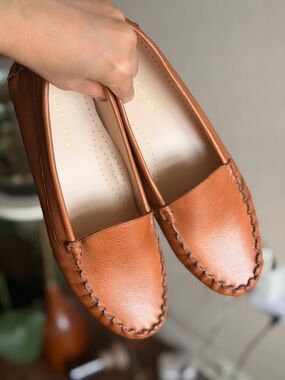 Cole Haan Warm Brown Leather Slip-On Moccasins